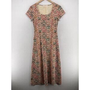 PERUVIAN CONNECTION Dress XS Spice Route Filigree Scroll Stretch Cotton Pink